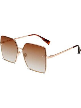 SOJOS Women's Oversized Designer Style UV Protection Sunnies Shades Brown